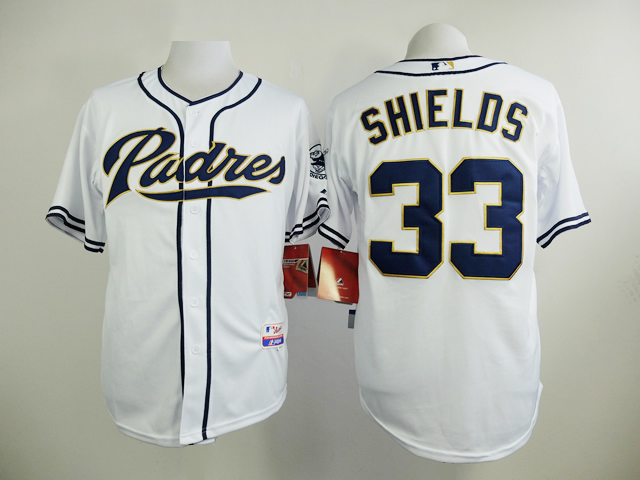 Men San Diego Padres #33 Shields White MLB Jerseys